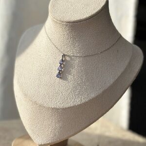 Triple teardrop natural Tanzanite pendant Sterling silver S925